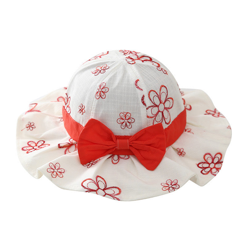 Kids Sun Hat with Bow – Cute Floral Print Wide Brim Hat for Girls (Ages 1–5)