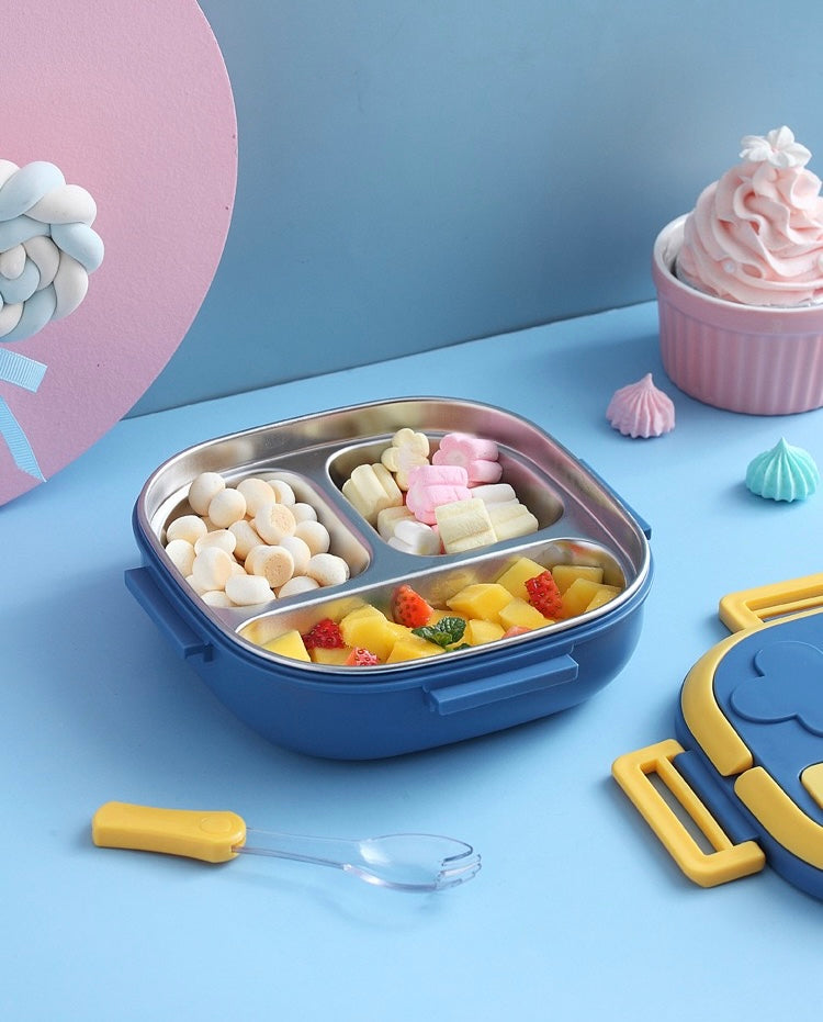 🧃 Kids Stainless Steel Bento Lunch Box – Leak-Resistant 3-Compartment Design