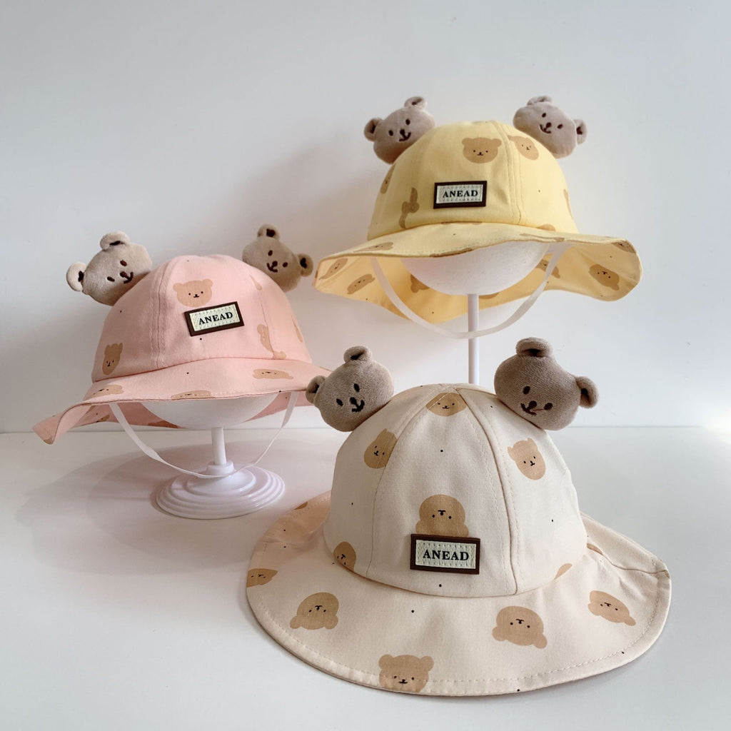 Adorable Bear Ear Kids Sun Hat – Cute Cartoon Bucket Hat for Toddlers (Ages 1–4)