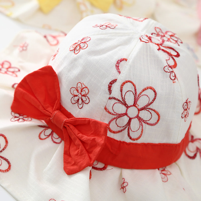 Kids Sun Hat with Bow – Cute Floral Print Wide Brim Hat for Girls (Ages 1–5)
