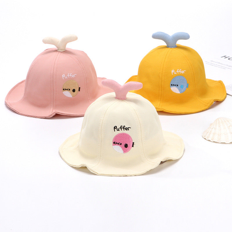 Cute Kids Summer Puffer Hat with Whale Tail Top