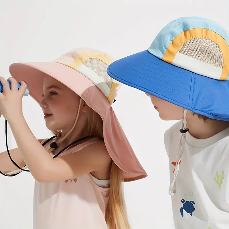 Kids Sun Protection Hat with Neck Flap – Adjustable, Breathable, UPF Protection