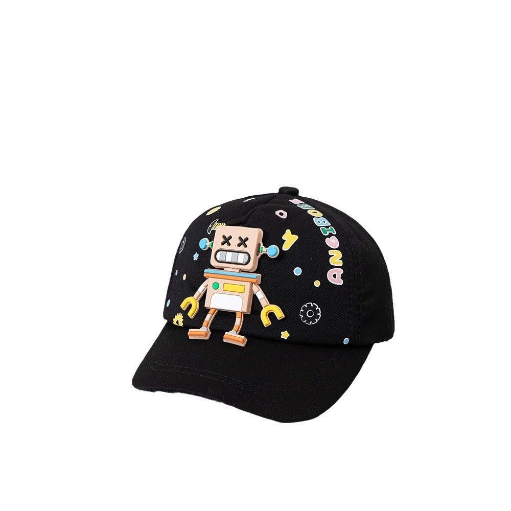 Cute 3D Robot Kids Cap – Cotton Adjustable Baseball Hat (Ages 2–6)