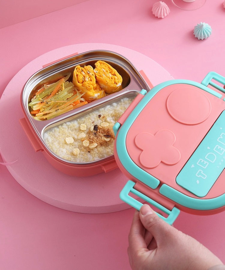 🧃 Kids Stainless Steel Bento Lunch Box – Leak-Resistant 3-Compartment Design