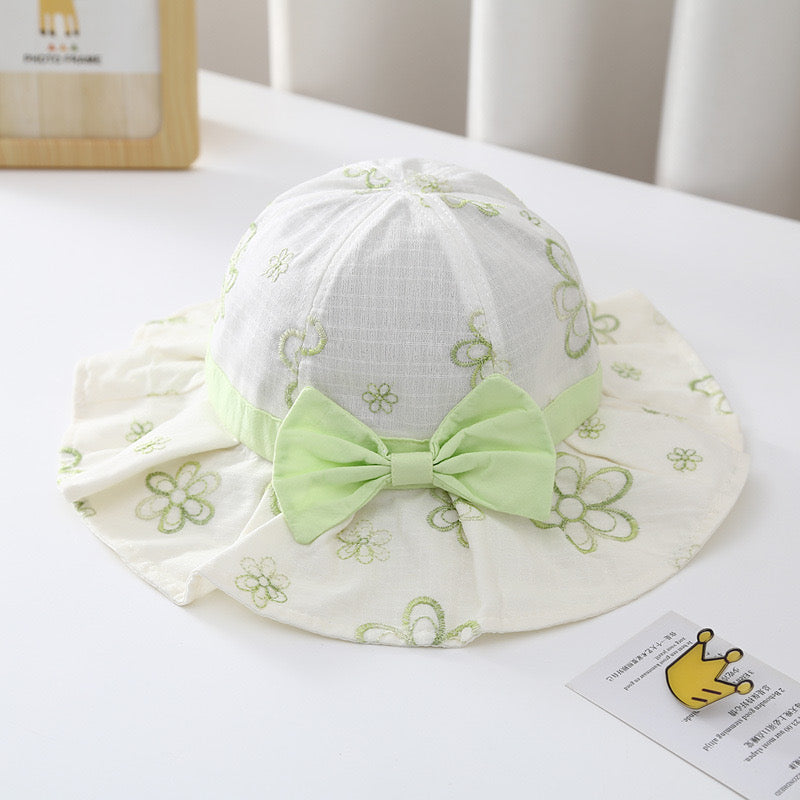 Kids Sun Hat with Bow – Cute Floral Print Wide Brim Hat for Girls (Ages 1–5)