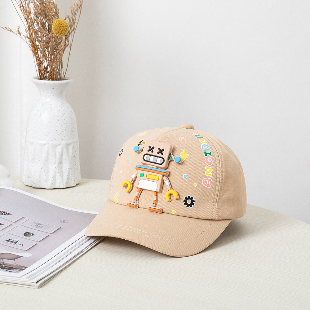 Cute 3D Robot Kids Cap – Cotton Adjustable Baseball Hat (Ages 2–6)