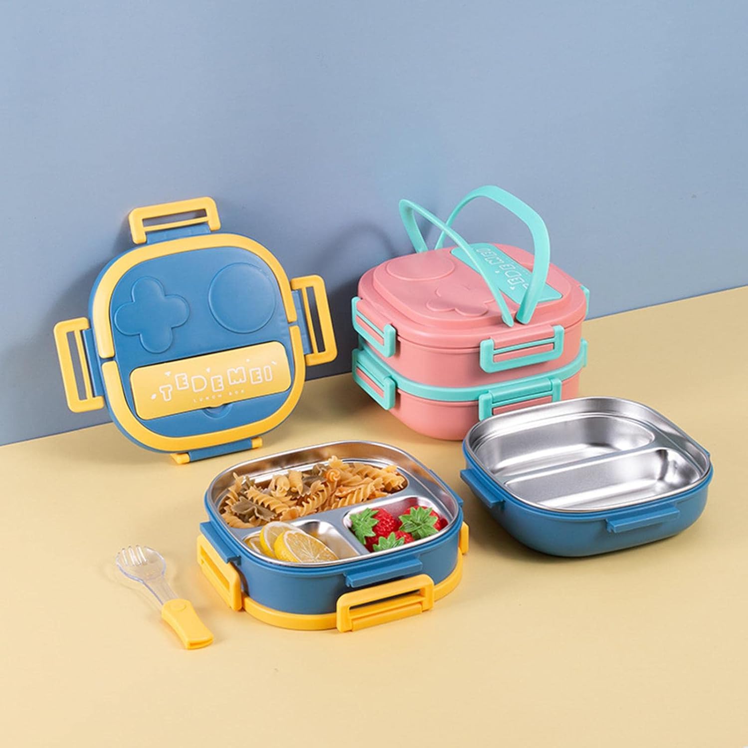 🧁 Kids Double-Layer Stainless Steel Lunch Box – TEDEMEI Design
