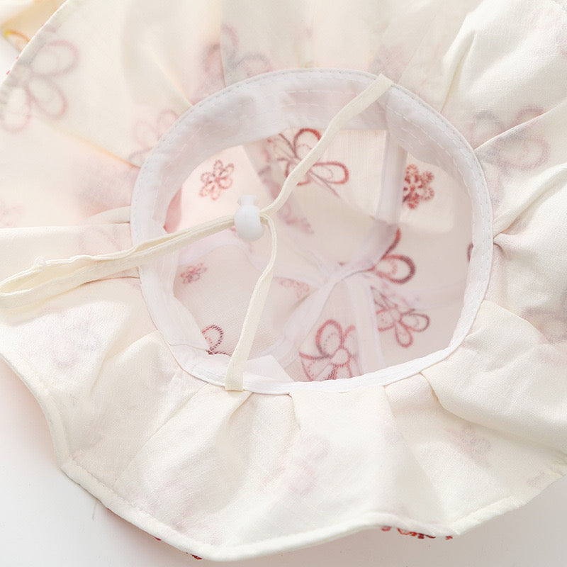 Kids Sun Hat with Bow – Cute Floral Print Wide Brim Hat for Girls (Ages 1–5)