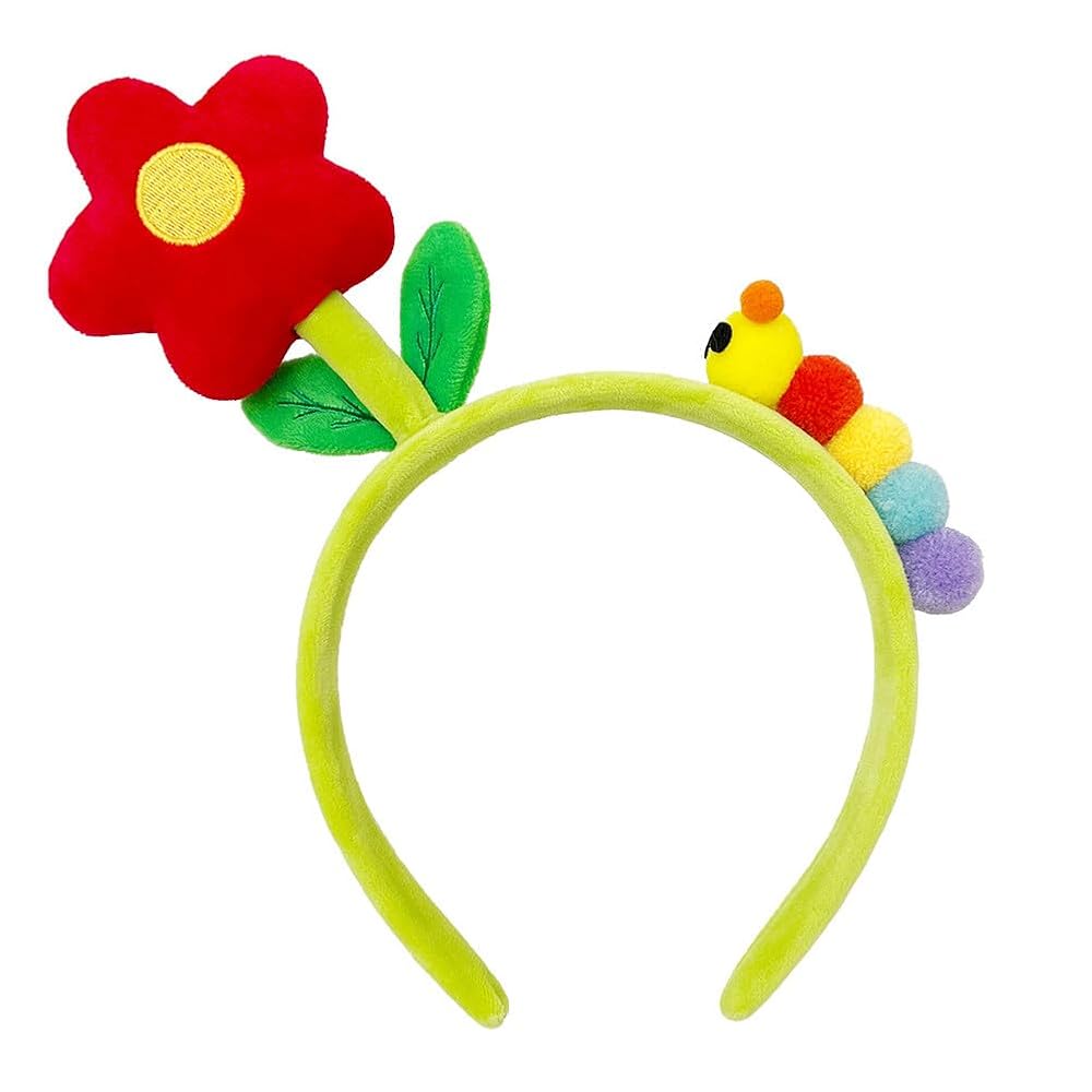 Funny Plush Flower Headband with Rainbow Caterpillar