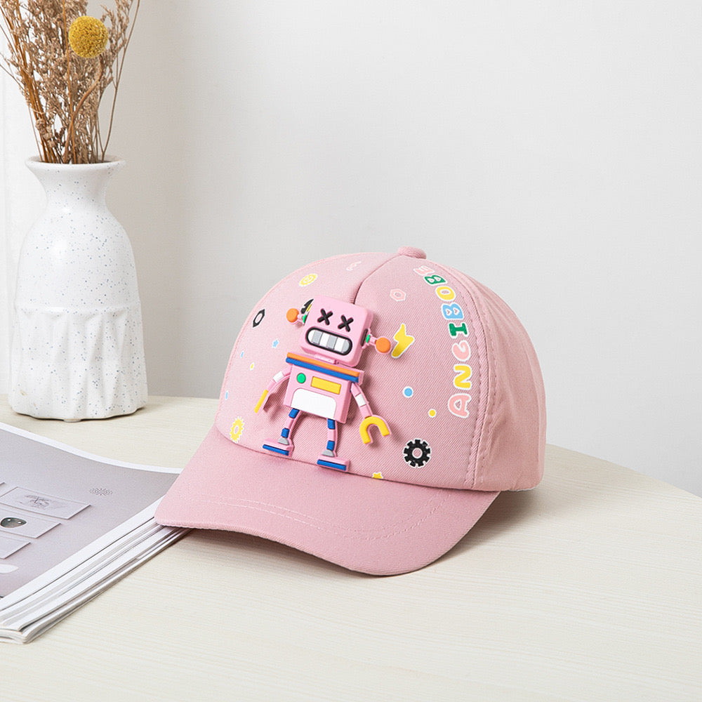 Cute 3D Robot Kids Cap – Cotton Adjustable Baseball Hat (Ages 2–6)