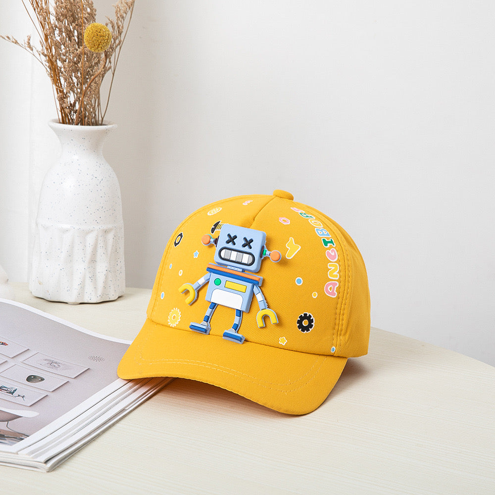 Cute 3D Robot Kids Cap – Cotton Adjustable Baseball Hat (Ages 2–6)