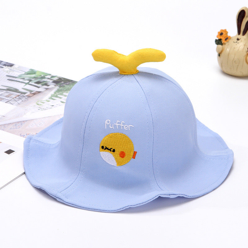 Cute Kids Summer Puffer Hat with Whale Tail Top