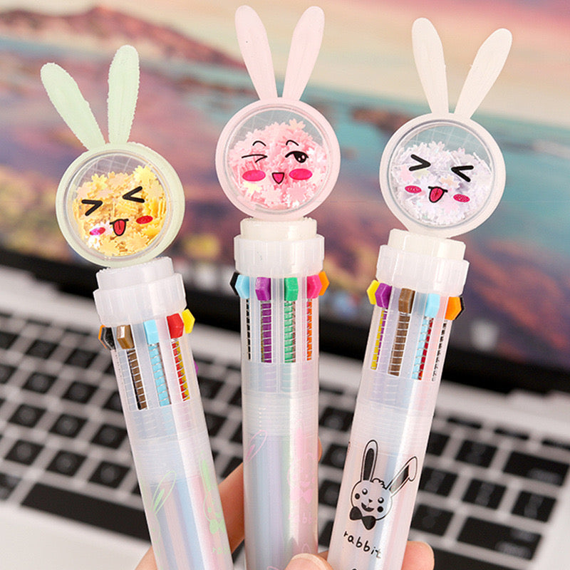 🐰 Cute Bunny Multi-Color Pen – 10 Colors in 1 🐰