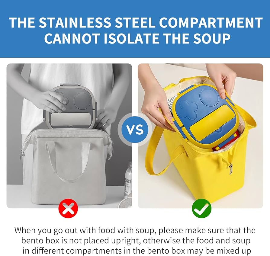 🧃 Kids Stainless Steel Bento Lunch Box – Leak-Resistant 3-Compartment Design