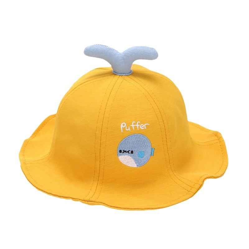 Cute Kids Summer Puffer Hat with Whale Tail Top