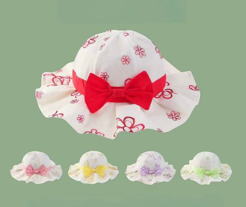 Kids Sun Hat with Bow – Cute Floral Print Wide Brim Hat for Girls (Ages 1–5)