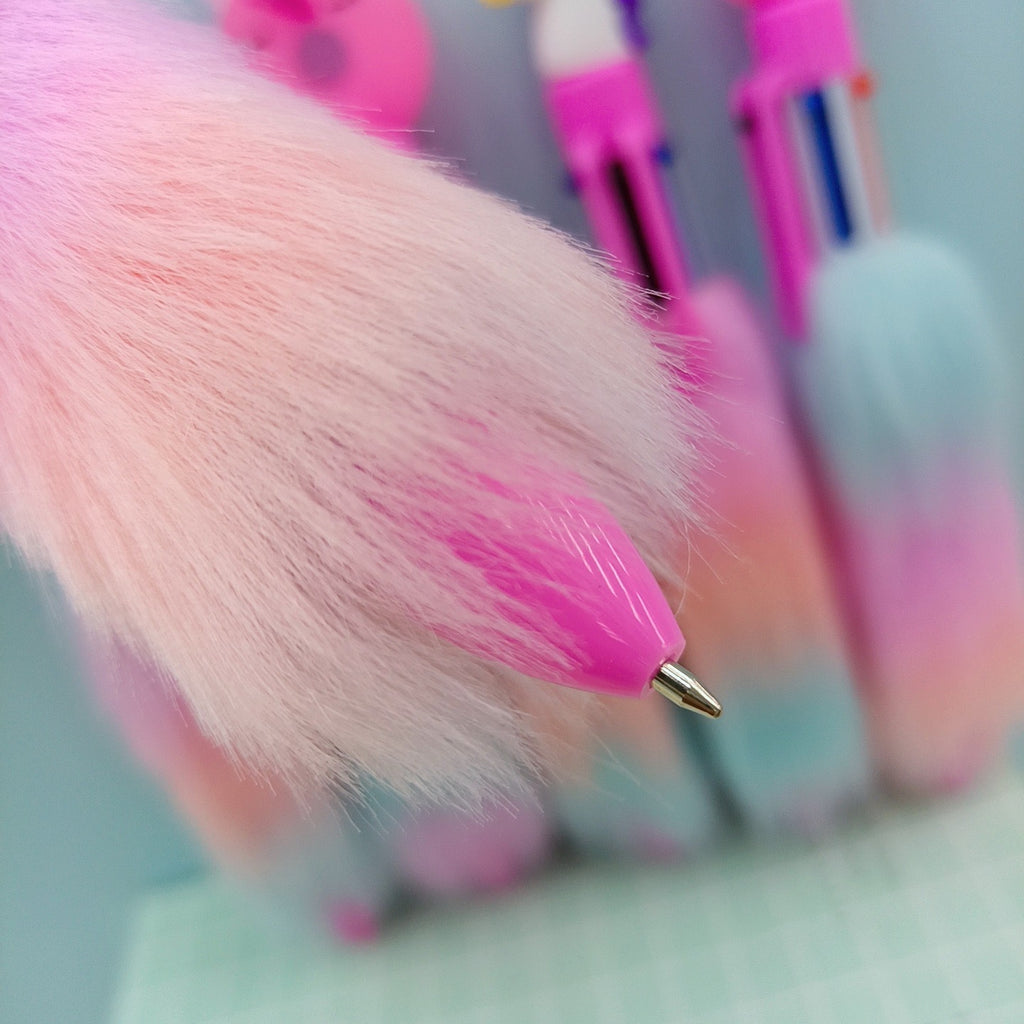 🦄 Cute Furry Multi-Color Pen 6PCS