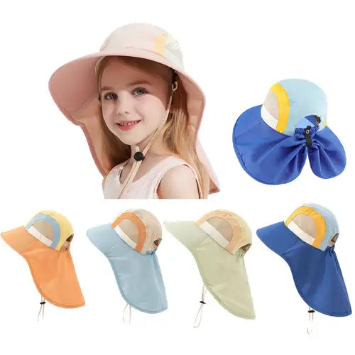 Kids Sun Protection Hat with Neck Flap – Adjustable, Breathable, UPF Protection