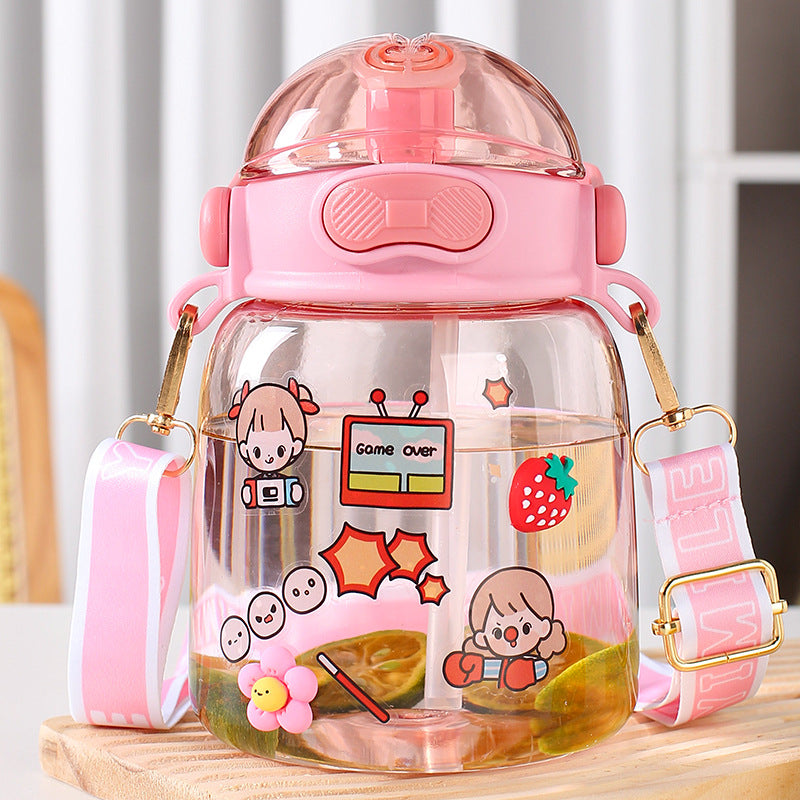 Cute Kids Straw Water Bottle