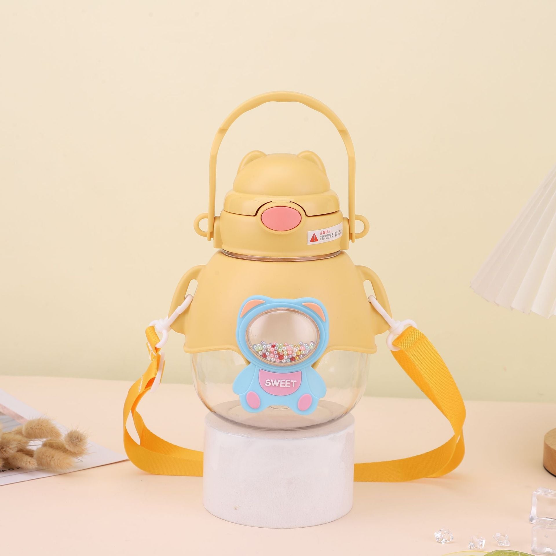 Kids Cute Bear-Shaped Water Bottle – 1300ml | With Phone Holder & Adjustable Strap